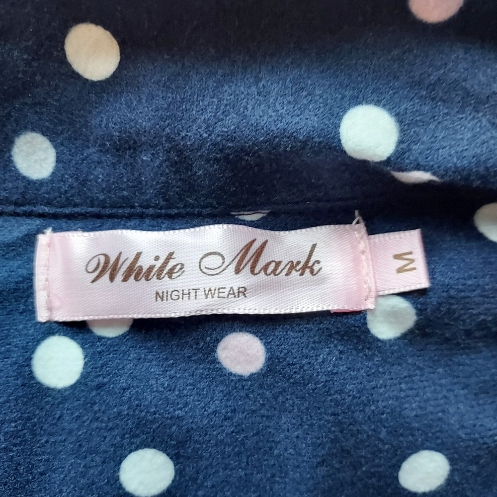 ⭐️5/$20 White Mark Blue & White Polka Dot Button Sleep Top Size Medium - Picture 3 of 10